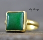 Preview: 925 Sterling Silber Ring mit geometrischem Jade - Verstellbar -  Grün - Quadratisch