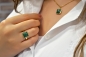 Preview: 925 Sterling Silber Ring mit geometrischem Jade - Verstellbar -  Grün - Quadratisch