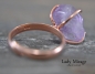 Preview: 925 Silber - Amethyst- Rohstein Ring - Rosévergoldet - Verstellbar