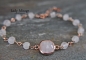 Preview: 925 Silber Rosenquarz  Armband - rosévergoldet - Geschenk für Sie - Brautschmuck - Weihnachtsgeschenk -  Quadrat