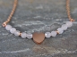 Preview: Minimalist rose quartz necklace with heart - stainless steel - romantic - love - 45 cm - gift for her