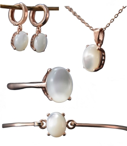 Minimalist Rose Gold Jewelry Set – with Mother-of-Pearl 925 Sterling  Silver