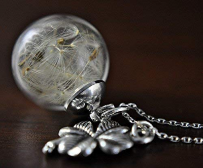 "LUCK" 925 Silver- Real Dandelion Necklace