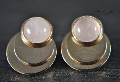 Rosenquarz Plättchen Ohrstecker aus Edelstahl