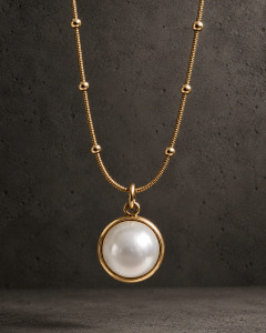 Elegante Halskette Damen, Perlenkette Gold, Schmuck Geschenk Frau, Brautkette, Hochzeit, Kette mit Perlen Anhänger, Handmade, Geschenkidee