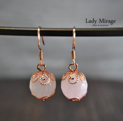 925 Sterling Silver Rose Quartz Earrings - Rose Gold