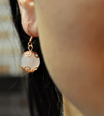 925 Sterling Silver Rose Quartz Earrings - Rose Gold