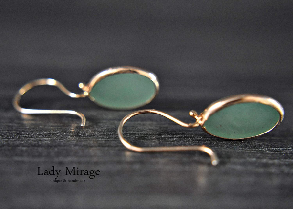 925 Sterling Silver - Aventurine - Earrings - rose gold-plated