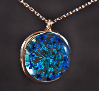 925 Sterling Silber - Ohrringe mit echten blauen Blüten - Roségold - Muttertagsgeschenk
