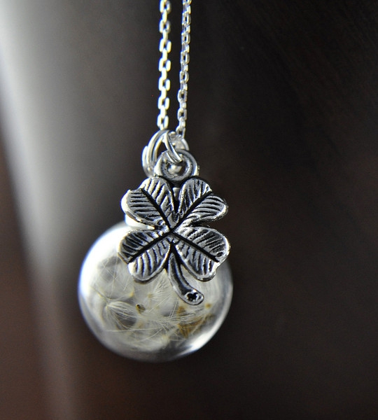 "LUCK" 925 Silver- Real Dandelion Necklace