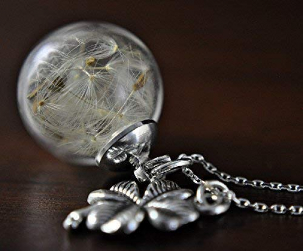 "LUCK" 925 Silver- Real Dandelion Necklace