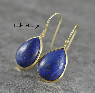 925 Silber - Edelstein - Hängeohrringe - Lapis Lazuli - 14K Vergoldet - Tropfen - Sternzeichen Schütze - Geburtsstein September - Meditation