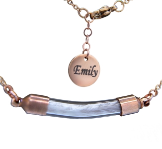 Personalisierte Feder Kette mit Glasanhänger und Gravur