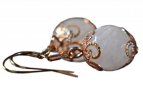 925 Sterling Silver Rose Quartz Earrings - Rose Gold