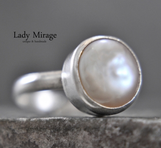 925 Sterling Silber Ring mit echter Süsswasserperle - Verstellbar - Silberring - Perlenring