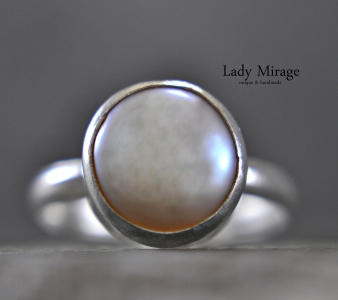 925 Sterling Silber Ring mit echter Süsswasserperle - Verstellbar - Silberring - Perlenring