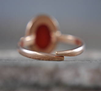 925 Sterling Silber Ring - rosévergoldet - Größenverstellbar - Edelstein Achat - Oval - Geschenk für Sie - Schmuck - Weihnachtsgeschenk