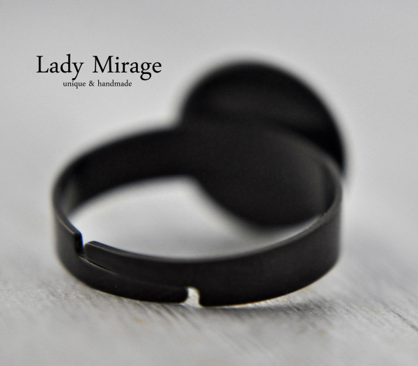 Echte Blüten Ring Schwarz - Blau