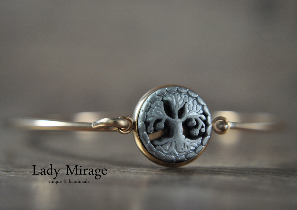 Tree of Life Rose Gold Plated Necklace with Hematite