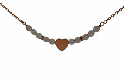 Minimalist rose quartz necklace with heart - stainless steel - romantic - love - 45 cm - gift for her